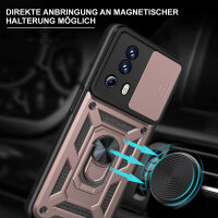 Outdoor Panzer Hülle Xiaomi 13 Lite Handyhülle mit Kameraschutz Ringhalter Case Rosegold