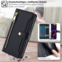 Handykette Xiaomi Hülle mit Band Handyhülle Kartenfächer PU Leder Umhängetasche Redmi Note 12 5G / Poco X5 5G Schwarz