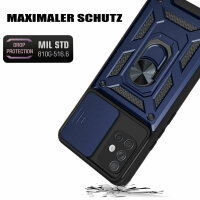 Outdoor Panzer Hülle für Samsung Galaxy A51 mit Kameraschutz Ringhalter  Blau