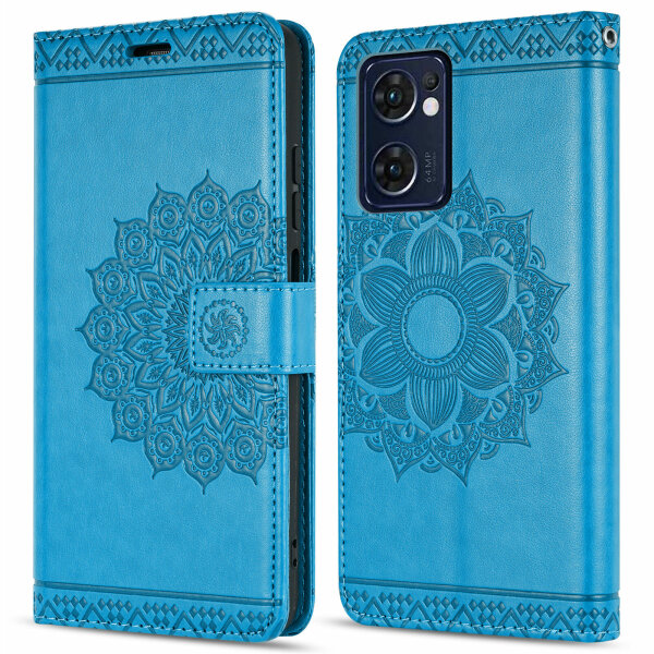 Hülle für Oppo Find X5 Lite, Flipcase Handyhülle Schutzhülle Klapphülle Etui TPU Blau
