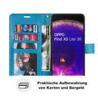 Hülle für Oppo Find X5 Lite, Flipcase Handyhülle Schutzhülle Klapphülle Etui TPU Blau