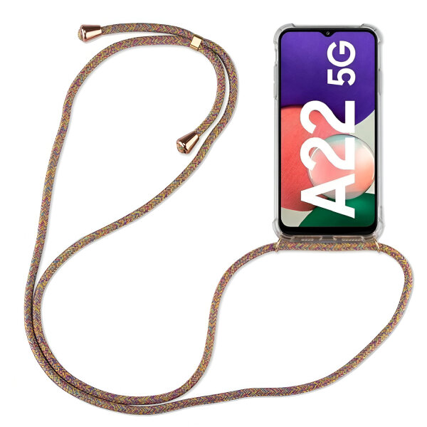 Handykette für Samsung Handyhülle mit Band Schutz Hülle Handy Tasche mit Schnur Samsung Galaxy A22 5G Rainbow