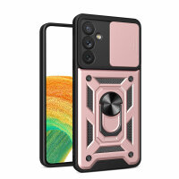 Outdoor Panzer Hülle für Samsung Galaxy A34 5G mit Kameraschutz Ringhalter  Rosegold