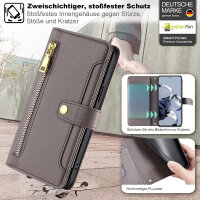 Handykette Xiaomi Hülle mit Band Handyhülle Kartenfächer PU Leder Umhängetasche 12T / 12T Pro Grau
