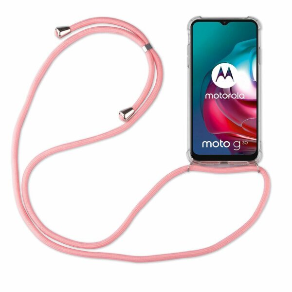 Handy Hülle mit Band Schutzhülle Handykette Seil Silikon Handy Tasche mit Schnur Motorola Moto G10 / G30 Rosa