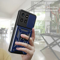 Outdoor Panzer Hülle Honor X6A Handyhülle mit Slide Kameraschutz Ringhalter Blau