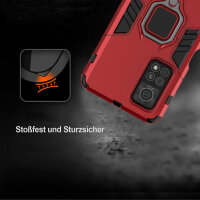 Xiaomi Handy Tasche Ring Case Hülle Schutzhülle Back Cover TPU Outdoor Bumper BF Poco M4 Pro 5G / Redmi Note 11 5G Rot