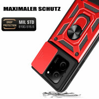 Outdoor Panzer Hülle Xiaomi 13T / 13T Pro Handyhülle Kameraschutz Ringhalter Rot