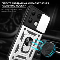 Outdoor Panzer Hülle Xiaomi Redmi Note 13 4G Handyhülle Kameraschutz Ringhalter  Silber
