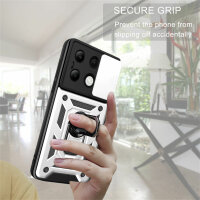 Outdoor Panzer Hülle Xiaomi Redmi Note 13 4G Handyhülle Kameraschutz Ringhalter  Silber