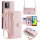 Handykette Xiaomi Hülle mit Band Handyhülle Kartenfächer PU Leder Umhängetasche Redmi A1 / A2 Rosa