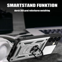Outdoor Panzer Hülle für Samsung Galaxy S24+ mit Kameraschutz Ringhalter Bumper Silber