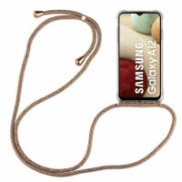 Handy Hülle mit Band Schutzhülle Handykette Seil Silikon Handy Tasche mit Schnur Samsung Galaxy A12 SM-A125F Rainbow
