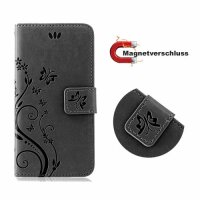 Huawei Handy Tasche Handyhülle Schutz Hülle Blumen Flip Cover Buch Case Etui Huawei P40 Pro Schwarz