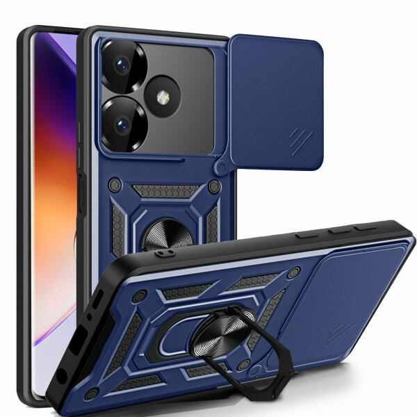 Outdoor Panzer Hülle Xiaomi Redmi 13 /Poco M6 Handyhülle Kameraschutz Ringhalter Blau