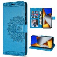 Handyhülle Hülle für Xiaomi POCO M4 Pro 4G, Handy Tasche Schutz Flip Case Schale Blau