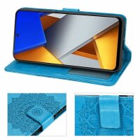Handyhülle Hülle für Xiaomi POCO M4 Pro 4G, Handy Tasche Schutz Flip Case Schale Blau