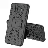 Handy Tasche für Samsung Galaxy Case Panzer Hülle Cover Schutzhülle Etui Bumper Galaxy J6+ Schwarz