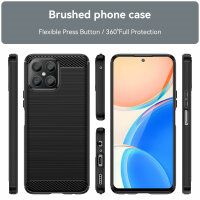 Carbon Hülle für Honor X8 Handyhülle Back Cover Handy Tasche Bumper in Schwarz
