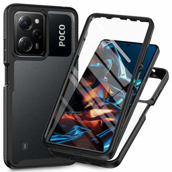 Panzer Hülle Handy Tasche 360 Grad TPU vollschutz mit Integriertem Displayschutz Xiaomi Redmi Note 12 Pro / Poco X5 Pro