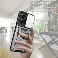 Outdoor Panzer Hülle Xiaomi Redmi Note 12 4G Handyhülle Kameraschutz Ringhalter Silber