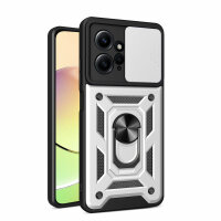 Outdoor Panzer Hülle Xiaomi Redmi Note 12 4G Handyhülle Kameraschutz Ringhalter Silber