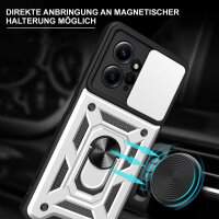 Outdoor Panzer Hülle Xiaomi Redmi Note 12 4G Handyhülle Kameraschutz Ringhalter Silber