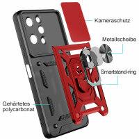 Outdoor Panzer Hülle Xiaomi Redmi 12 Handyhülle mit Kameraschutz Ringhalter Case Rot