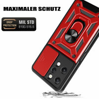 Outdoor Panzer Hülle Xiaomi Redmi 12 Handyhülle mit Kameraschutz Ringhalter Case Rot