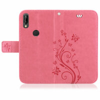 Huawei Handy Tasche Handyhülle Schutz Hülle Blumen Flip Cover Buch Case Etui Huawei P20 Lite Rosa