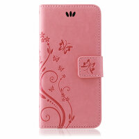 Huawei Handy Tasche Handyhülle Schutz Hülle Blumen Flip Cover Buch Case Etui Huawei P20 Lite Rosa