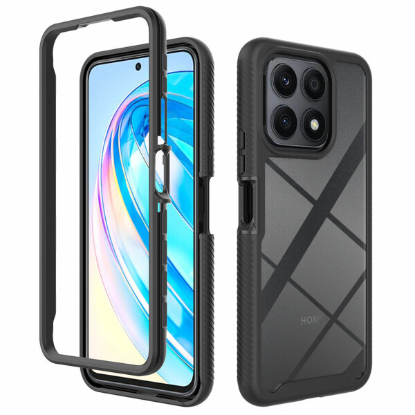 Hülle für Honor X8A, Handyhülle 2-teilig 360° Grad Hülle mit Displayschutz Glas  Schwarz