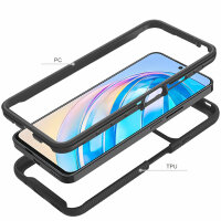 Hülle für Honor X8A, Handyhülle 2-teilig 360° Grad Hülle mit Displayschutz Glas  Schwarz