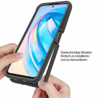 Hülle für Honor X8A, Handyhülle 2-teilig 360° Grad Hülle mit Displayschutz Glas  Schwarz
