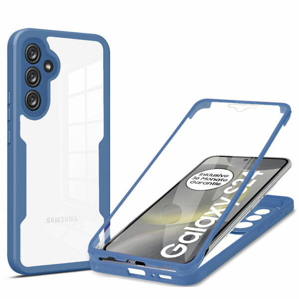 360° Grad Hülle für Samsung Galaxy S24+ vollschutz Integriertem Displayschutz Blau