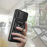 Outdoor Panzer Hülle Nokia G11 G21 Handyhülle mit Slide Kameraschutz Ringhalter Schwarz
