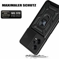 Outdoor Hülle Xiaomi Redmi Note 12 Pro+ Handyhülle mit Kameraschutz Ringhalter Schwarz
