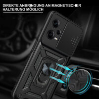 Outdoor Hülle Xiaomi Redmi Note 12 Pro+ Handyhülle mit Kameraschutz Ringhalter Schwarz