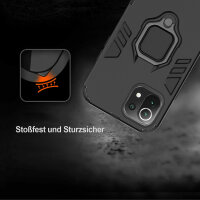 Schutz Hülle für Xiaomi Mi 11 Lite 5G / 4G Ring Case Cover Handy Tasche Outdoor  Schwarz