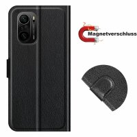 Xiaomi, Handy Tasche Handyhülle Schutzhülle Hülle Flipcase Klapphülle Etui Case Xiaomi Poco F3 Schwarz