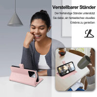 Handykette Xiaomi Hülle mit Band Handyhülle Kartenfächer PU Leder Umhängetasche 14 Rosa