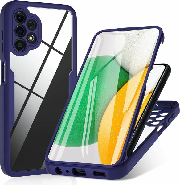 360° Grad Hülle für Samsung Galaxy A13 4G vollschutz Integriertem Displayschutz Blau
