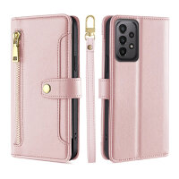 Handykette Samsung Hülle mit Band Handyhülle Kartenfächer PU Leder Umhängetasche Galaxy A23 Rosa