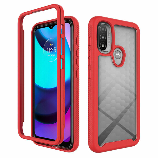 Hülle für Motorola Moto E20 / E30 / E40, Handy Tasche Silikon Case Cover Bumper Rot