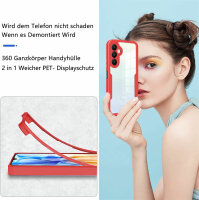 360° Hülle für Samsung A35, 360 Grad Handyhülle mit Integriertem Displayschutz Rot