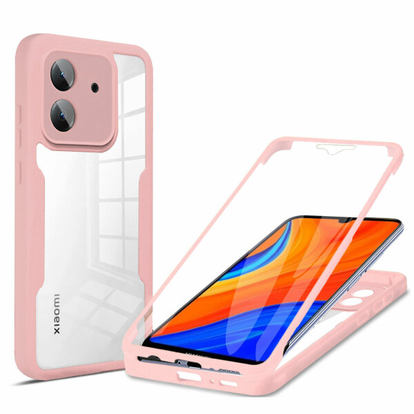 360° Grad Hülle Xiaomi Redmi 13C Rundum vollschutz Integriertem Displayschutz Rosa