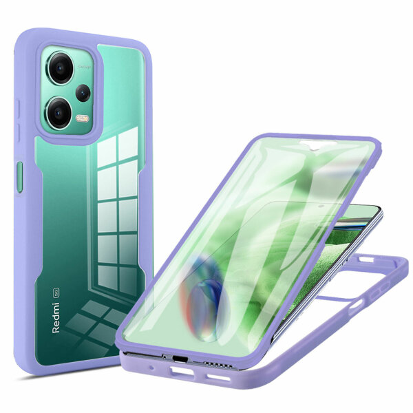 360°Grad Hülle Xiaomi Redmi Note 12 / Poco X5 5G Handyhülle mit Displayschutz Lila