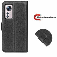 Handyhülle für Xiaomi 12 Pro 5G – Klapphülle PU-Leder Schwarz