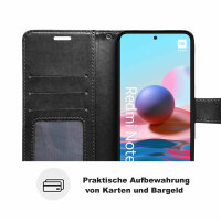 Schutz Hülle Xiaomi Redmi Note 10 Handy Tasche Flip Case Etui Schale TPU Wallet Schwarz