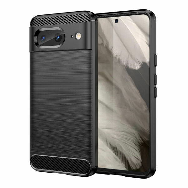 Google Pixel 8 Carbon Hülle Outdoor Case Back Cover Handy Tasche Handyhülle